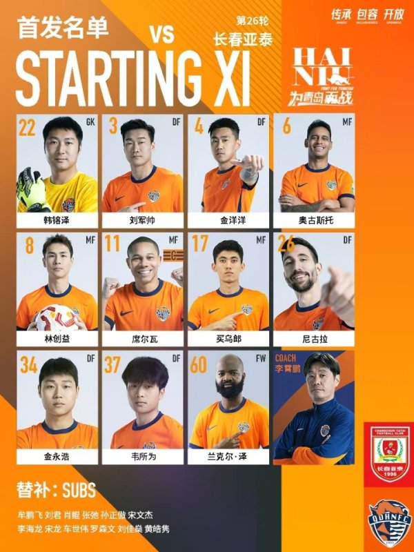 关键战首发名单出炉！🔥