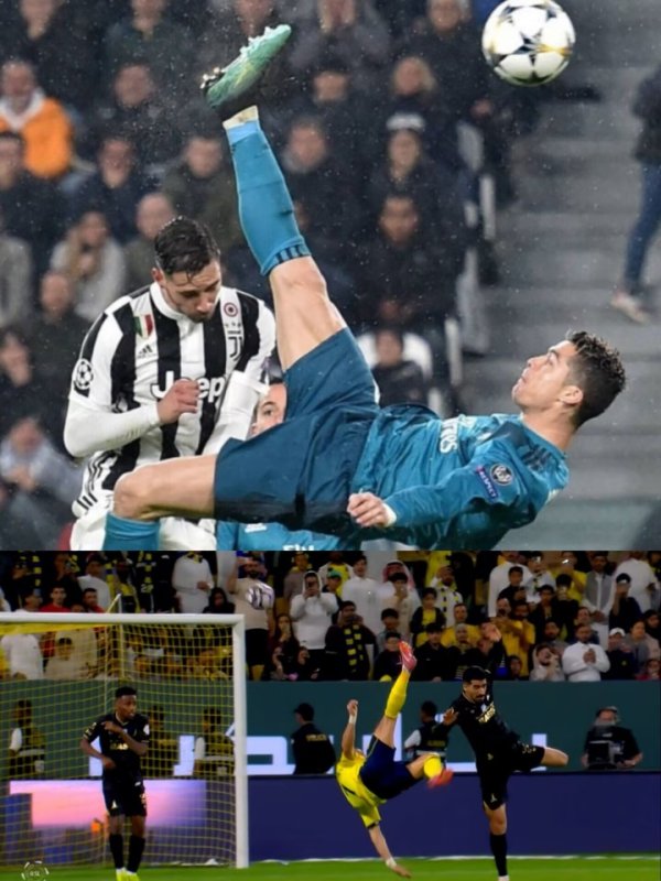 梦回昔日！C罗这个精彩倒钩和昔日欧冠倒钩破尤文有几分相像？