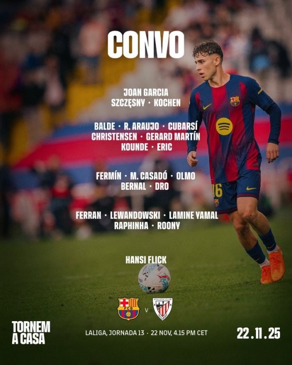 巴萨vs毕巴名单：霍安·加西亚、拉菲尼亚追思 拉什福德流感缺阵